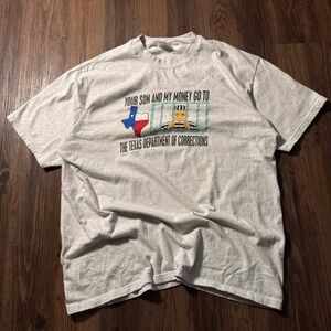 Vintage 1998 Texas Department‎ of Corrections Graphic T-Shirt Hanes Beefy XL